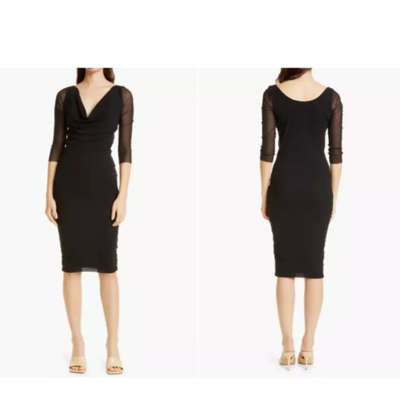 Fuzzi Black Draped Sheer Dress - Picture 3 of 5